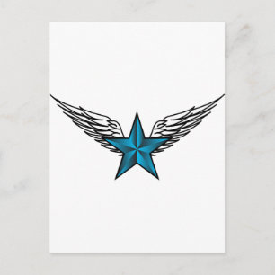 Blue Star with Wings Postcard
