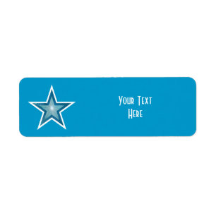 Blue Star 'Your Text' label small blue