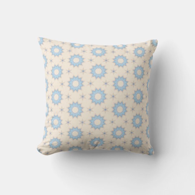 Blue Starburst Geometry Throw Pillow (Front)