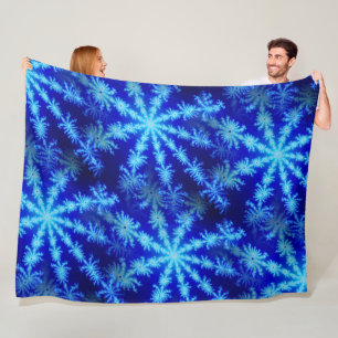 Blue Starburst Mandelbrot Psychedelic Fractal Fleece Blanket