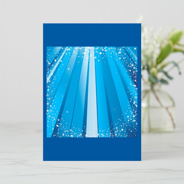 Blue Starburst Sparkle with Shining Light Rays Invitation (Creator Uploaded)