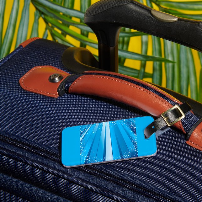 Blue Starburst Sparkle with Shining Light Rays Luggage Tag (Creator Uploaded)