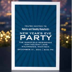 Blue Starburst Stripes Invitation de la fête du No