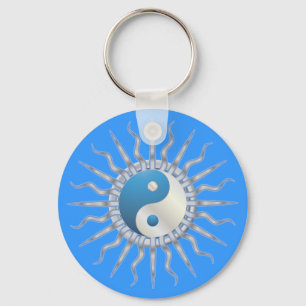 Blue Starburst Yin Yang Keychain