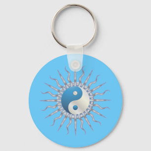 Blue Starburst Yin Yang Keychain
