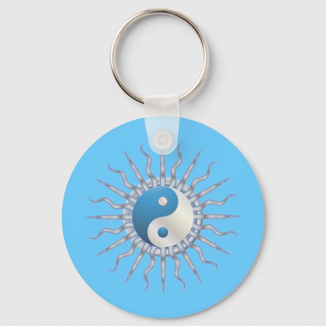 Blue Starburst Yin Yang Keychain (Front)