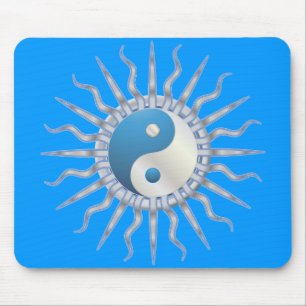 Blue Starburst Yin Yang Mouse Pad