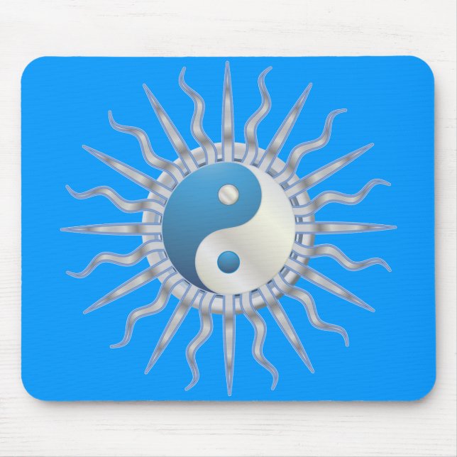 Blue Starburst Yin Yang Mouse Pad (Front)