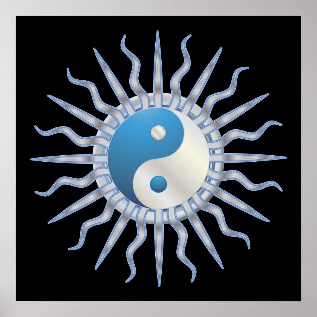 Blue Starburst Yin Yang Poster (Front)