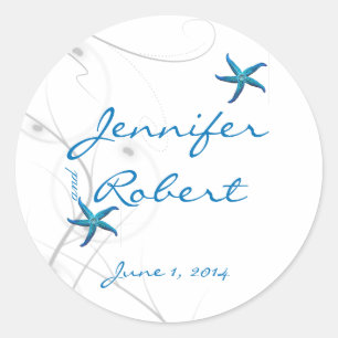 Blue Starfish and Silver Coral Envelope Seal