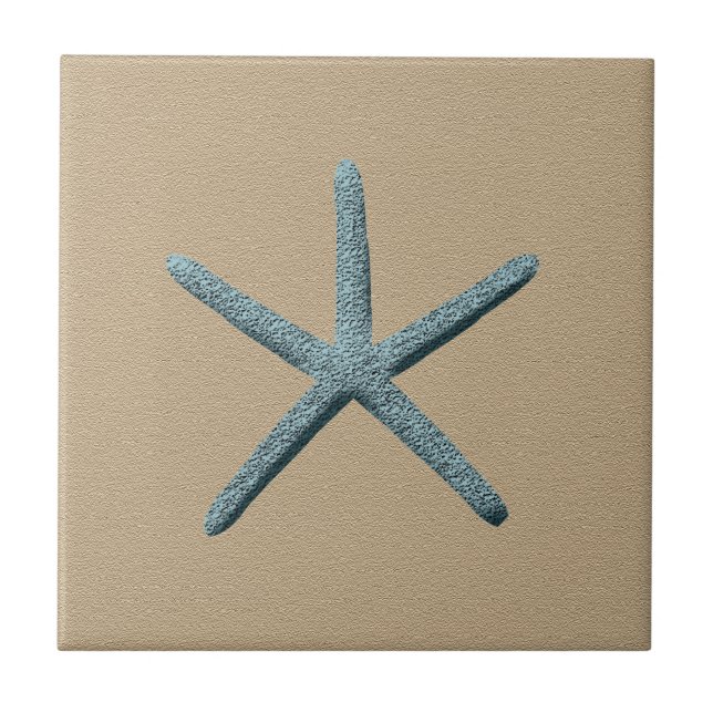 Blue Starfish Beach Sand Tile (Front)