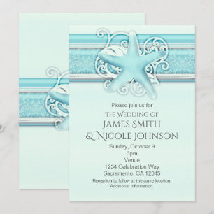 Blue Starfish Elégante plage à thème Invitations