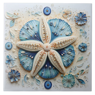 Blue Starfish Mediterranean Beach Theme Tile