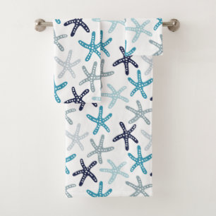 Blue Starfish Pattern Bath Towel Set