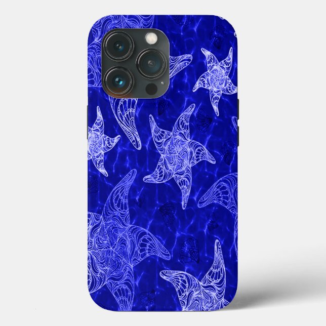Blue Starfish Pattern Case-Mate iPhone Case (Back)