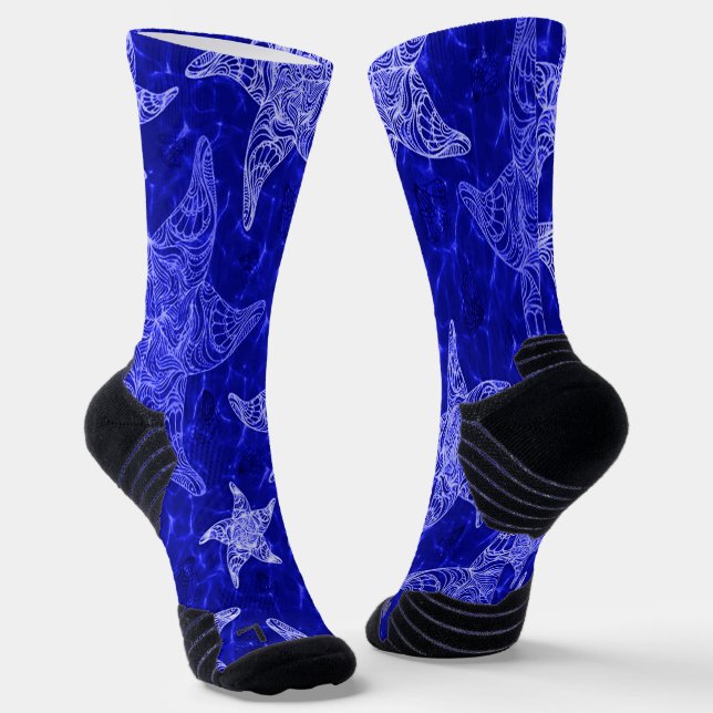 Blue Starfish Pattern  Socks (Angled)