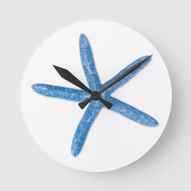 Blue Starfish Round Clock (Front)