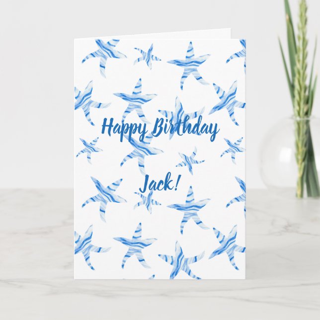 Blue starfish silhouette-custom name card (Front)