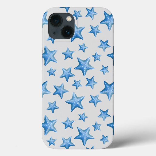 Blue Starfish Summer Beach Nautical Coastal Case-Mate iPhone Case (Back)