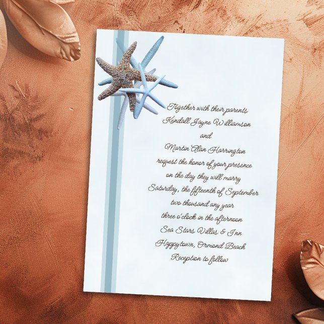 Blue Starfish Wedding Invitations (Creator Uploaded)
