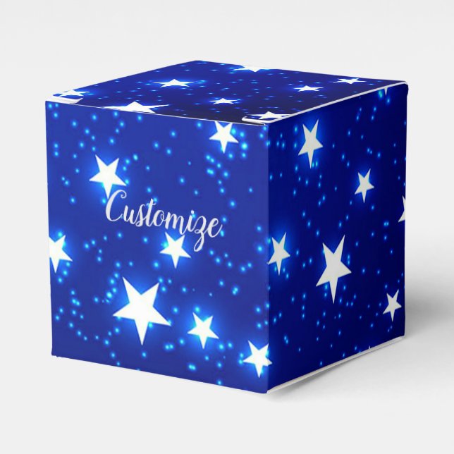 Blue Stargazer Cube Favor Box (Front Side)