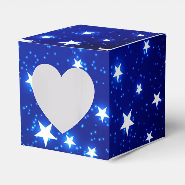 Blue Stargazer Heart Favor Box (Front Side)