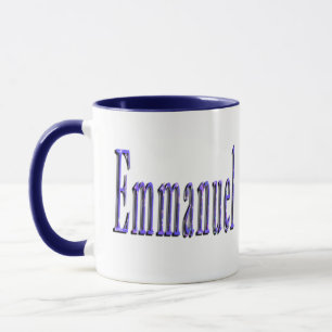 Blue Starry Emmanuel Name Logo, Mug