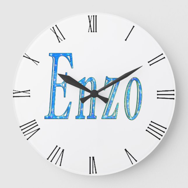 Blue Starry Enzo Name, Large Clock (Front)
