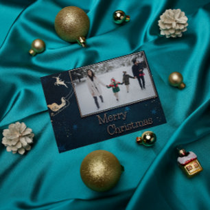 Blue Starry Night Family Photo Christmas Card