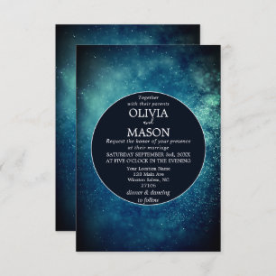 Blue Starry Night Formal Wedding Invitation