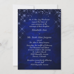 Blue Starry Night Formal Wedding Invitation