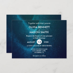 Blue Starry Night Formal Wedding Invitation