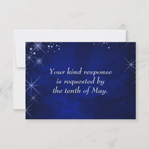 Blue Starry Night Formal Wedding RSVP Card