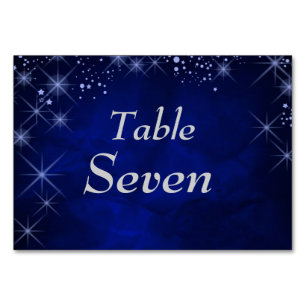 Blue Starry Night Formal Wedding Table Number