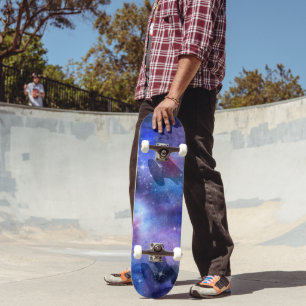 Blue Starry Night Galaxy Cosmic Skateboard