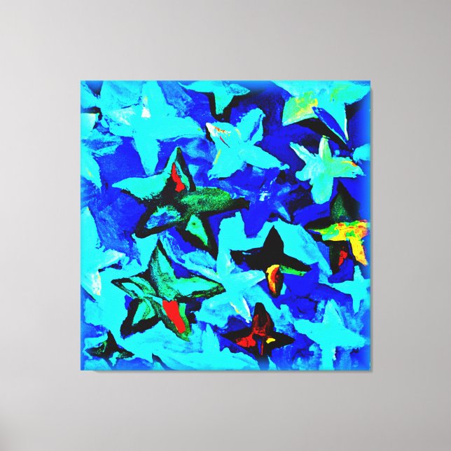 Blue Starry Night Sky. Buy Now Poster Canvas Print (Front)