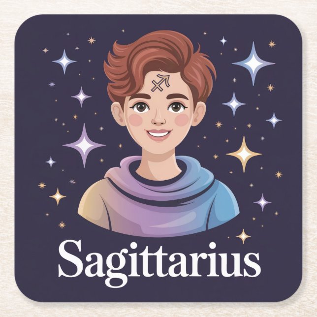 Blue Starry Sagittarius Coaster Set (Front)