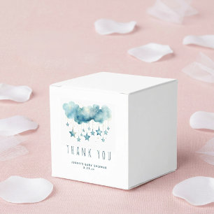 Blue starry sky and fluffy clouds thank you favor box