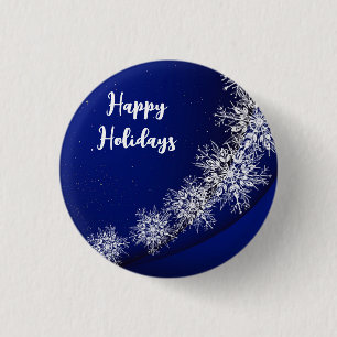 Blue Starry Sky With Ice Flakes 1 Inch Round Button