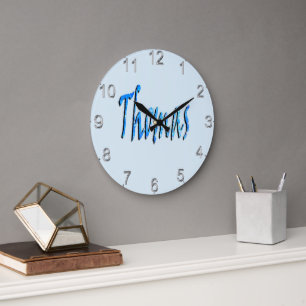 Blue Starry Thomas Name Logo, Large Clock