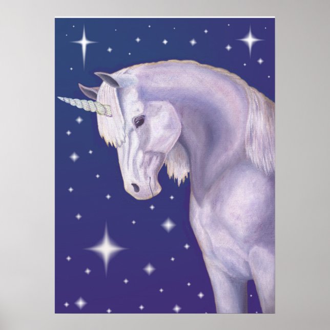 Blue Starry Unicorn Poster (Front)