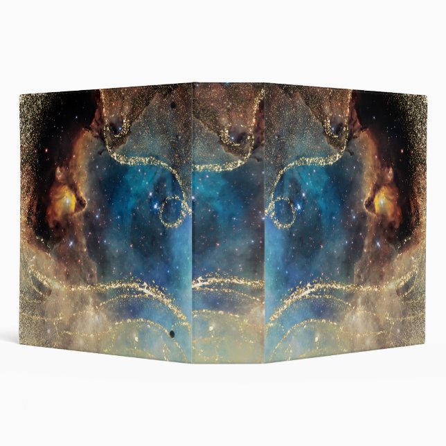 Blue Starry Universe With Gold Shimmer Binder (Background)