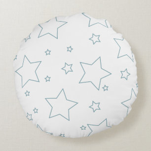 Blue Stars 4th of July Round Pillow