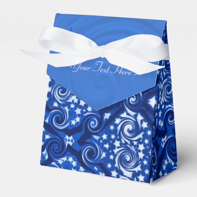 Blue Stars and Swirls Pattern Favour Box (Front Side)