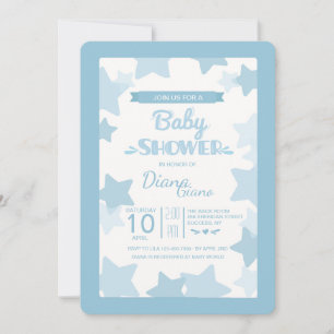 Blue Stars Baby Shower Invitation