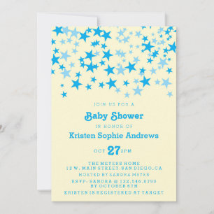 Blue Stars Baby Shower Sprinkle Invitation
