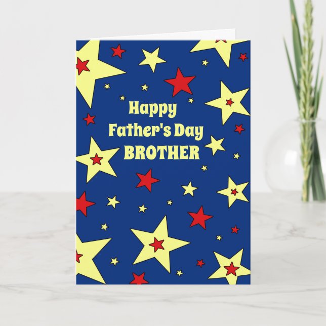 Blue Stars Brother Happy Father's Day Card (Front)