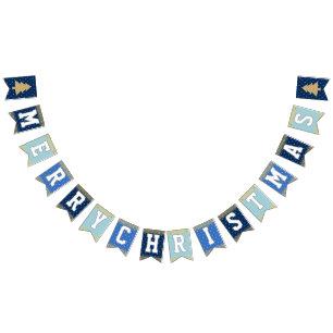 Blue Stars Christmas Party Bunting Flags