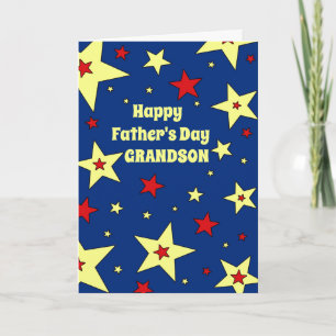 Blue Stars Grandson Happy Father's Day Card