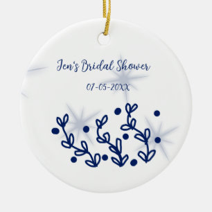 Blue stars leaves royal luxury bridal shower  ceramic ornament